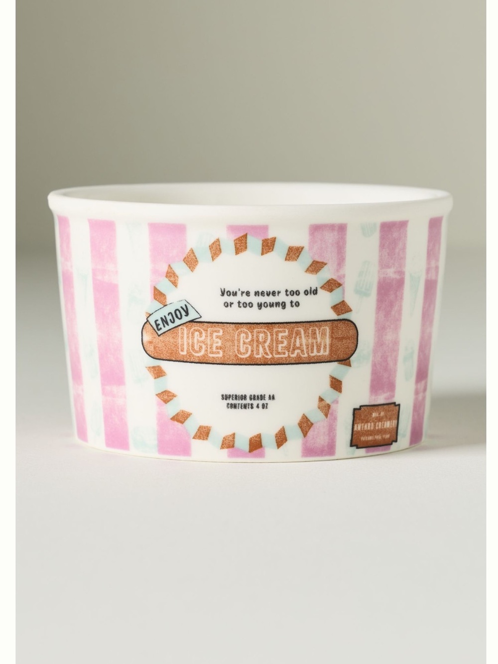 🍦Anthropologie Stoneware Ice Cream Bowl Glacé Dessert Dish New Pink Pattern